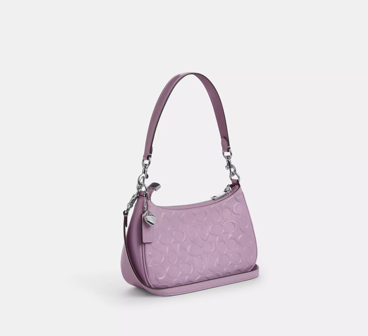 [READY STOCK MY] COACH Teri Shoulder Bag In Signature Leather With Heart Charm in Light Violet (CDA98)