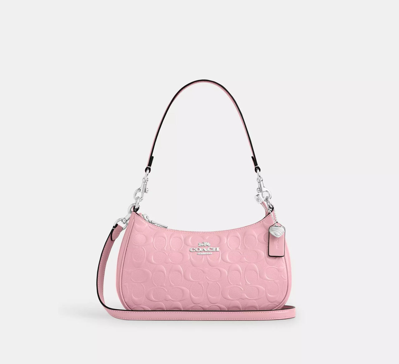 [READY STOCK MY] COACH Teri Shoulder Bag In Signature Leather With Heart Charm in Pink (CDA98)