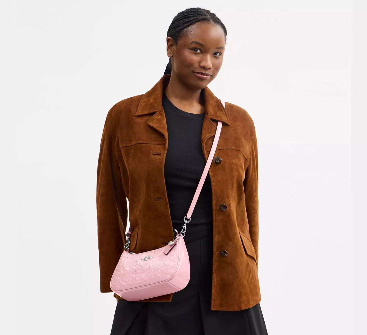 [READY STOCK MY] COACH Teri Shoulder Bag In Signature Leather With Heart Charm in Pink (CDA98)