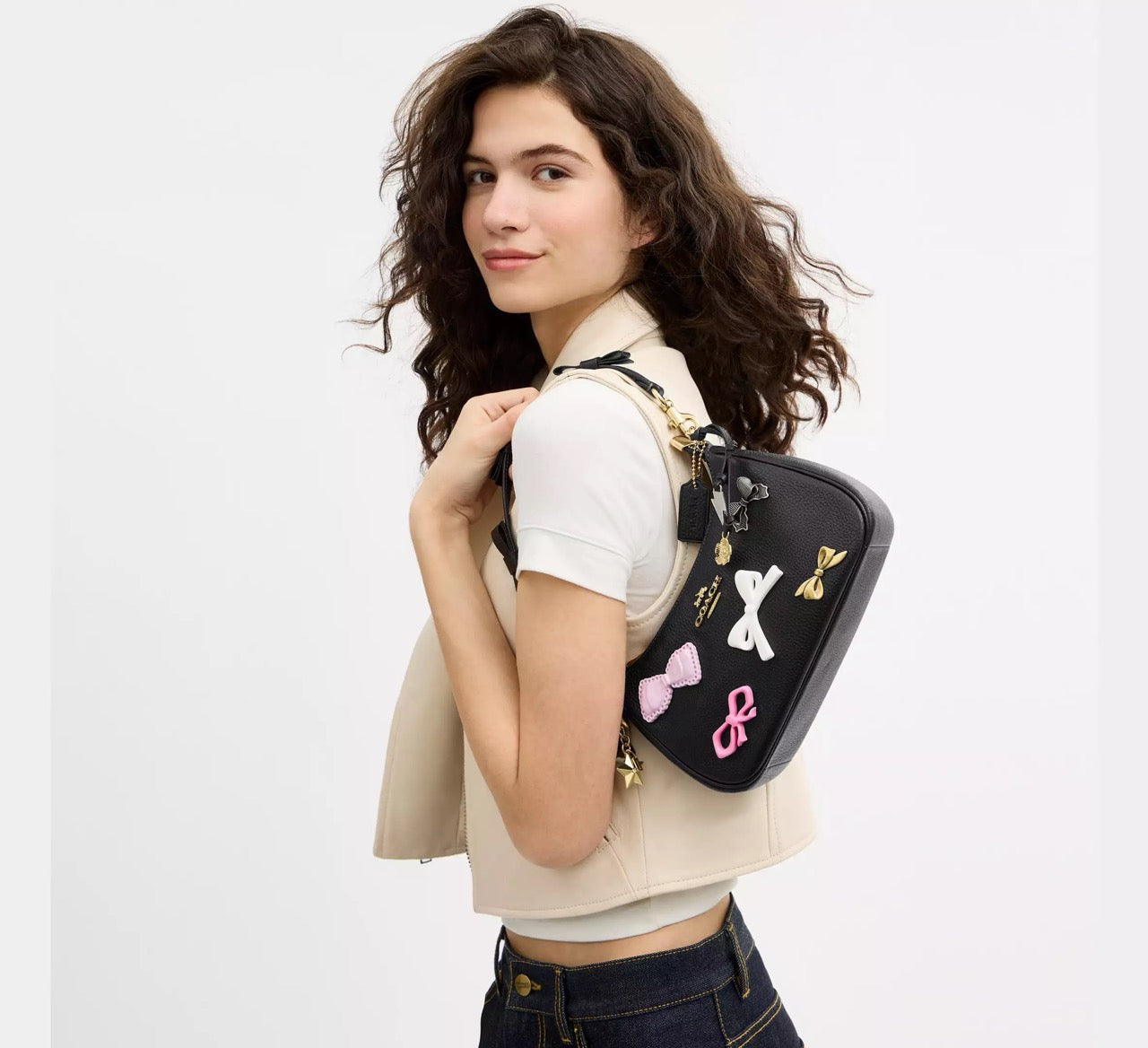 [INCOMING ETA 30 DAYS] COACH Teri Shoulder Bag With Bows And Charms in Black (CDY93)