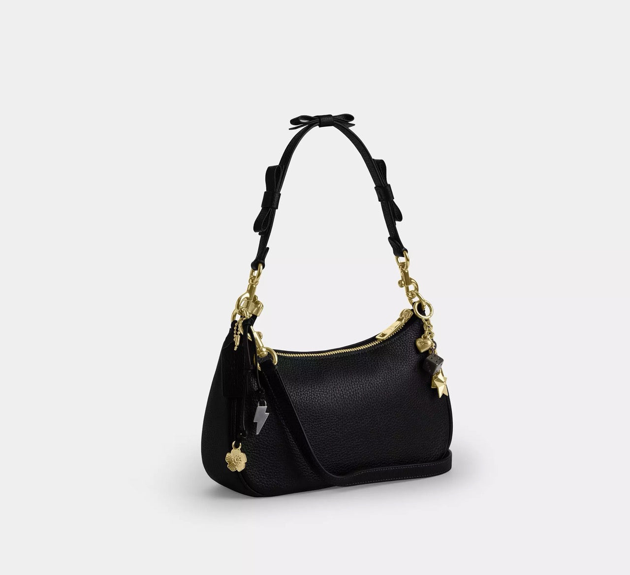 [READY STOCK MY] COACH Teri Shoulder Bag With Bows And Charms in Black (CDY93)