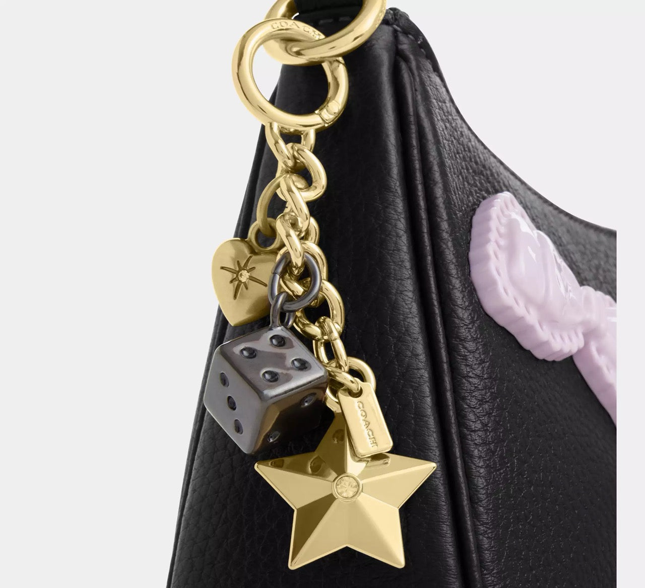 [READY STOCK MY] COACH Teri Shoulder Bag With Bows And Charms in Black (CDY93)