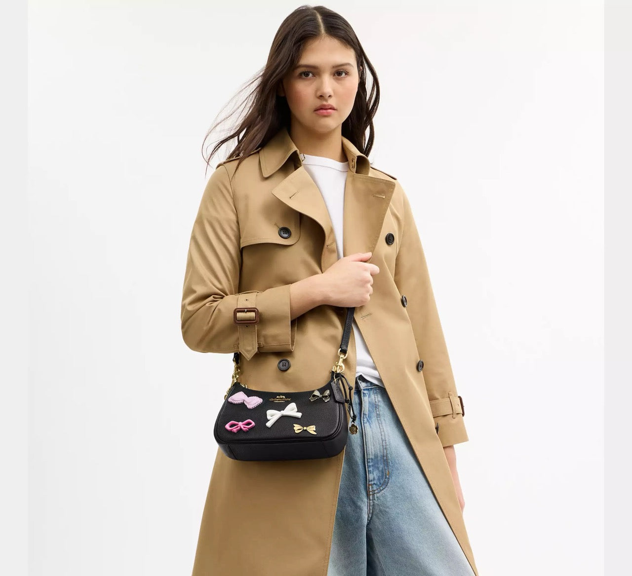 [READY STOCK MY] COACH Teri Shoulder Bag With Bows And Charms in Black (CDY93)