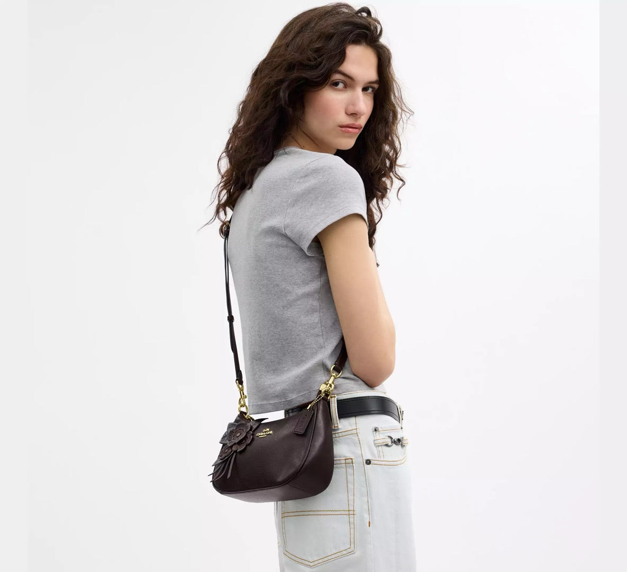 [READY STOCK MY] COACH Teri Shoulder Bag With Floral Applique in Maple (CDY42)
