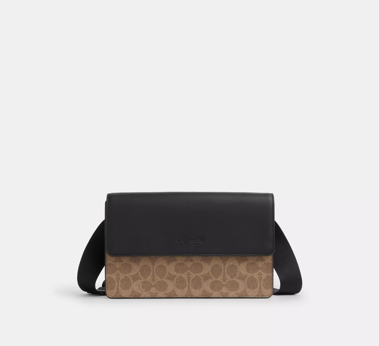 [INCOMING ETA 30 DAYS] COACH For Men Turner Flap Crossbody Bag In Signature Canvas in Tan/Black (CCQ53)