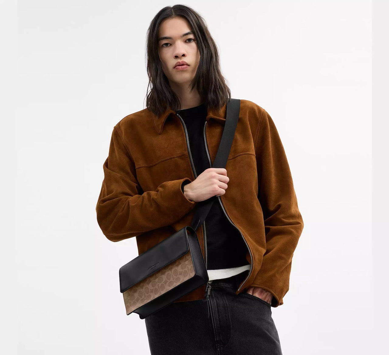 [INCOMING ETA 30 DAYS] COACH For Men Turner Flap Crossbody Bag In Signature Canvas in Tan/Black (CCQ53)