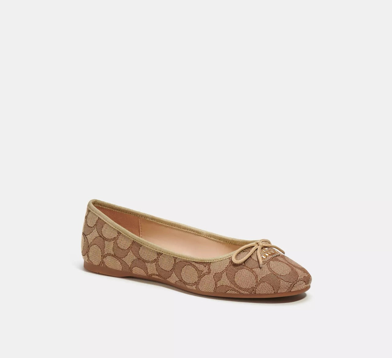 [READY STOCK MY] COACH W Alina Ballet In Signature Jacquard in Khaki/Saddle