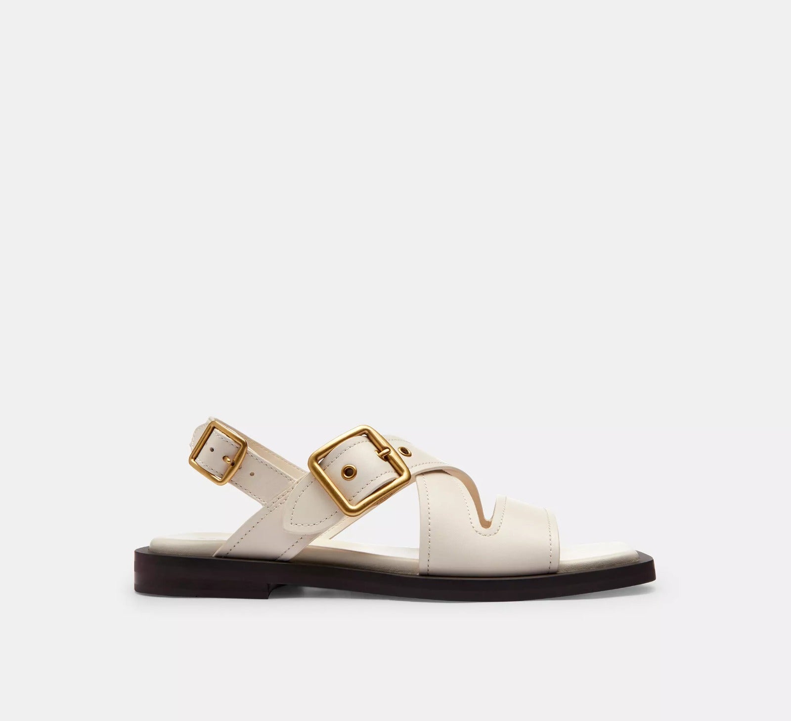 [INCOMING ETA 30 DAYS] COACH W Archival Buckle Flat Sandal in Chalk (FK)(CAS36)