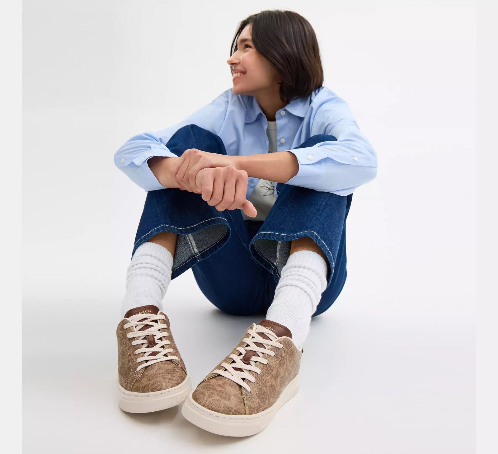 [INCOMING ETA 30 DAYS] COACH W High Line Sneaker in Chalk/Brown Khaki (FK)(CY198)