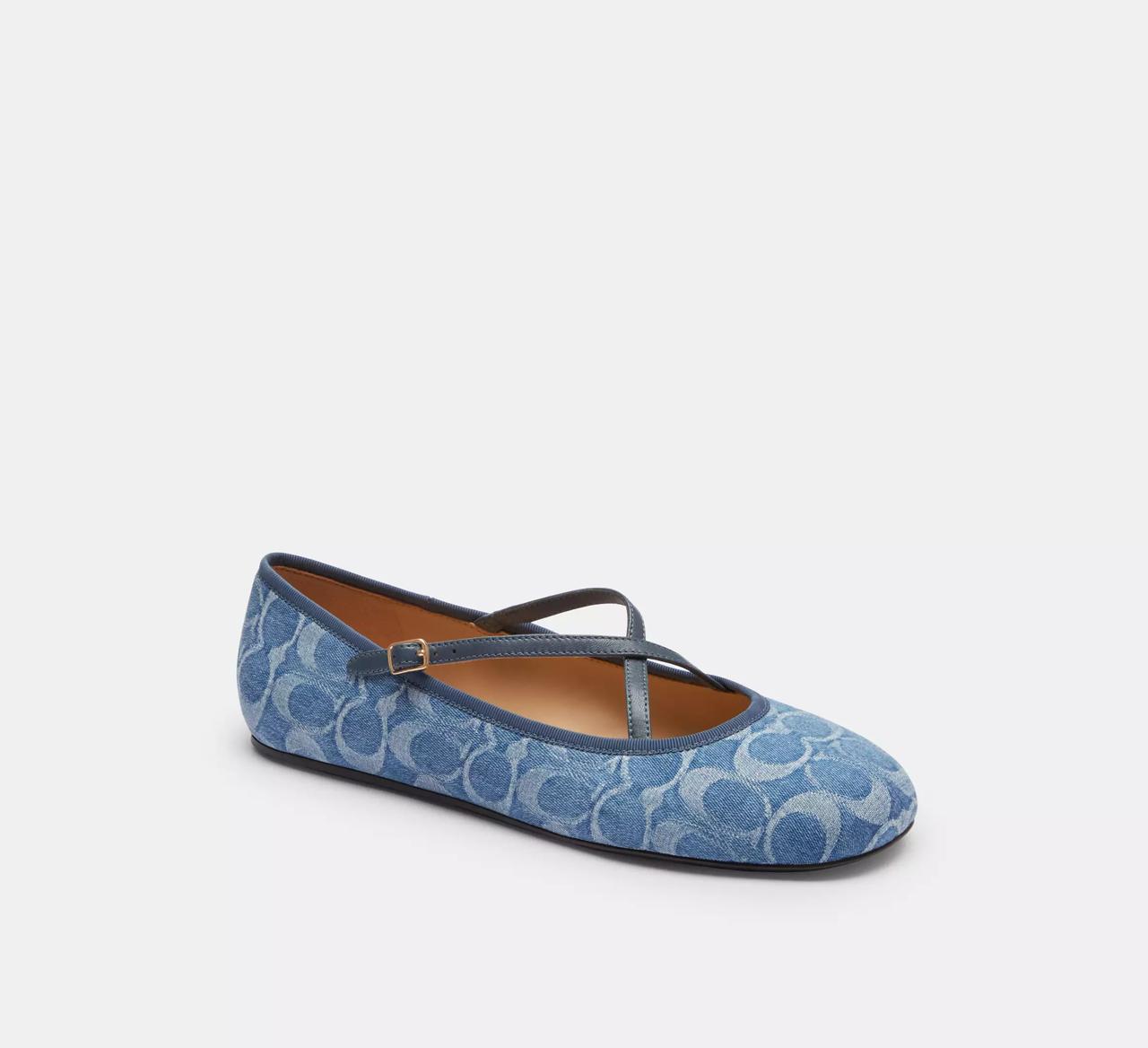 [INCOMING ETA 30 DAYS] COACH W Phoebe Ballet Flat In Signature Denim in Indigo (FK)(CDF63)