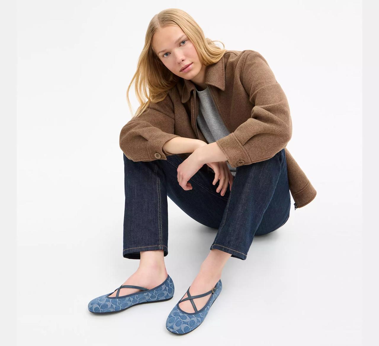[INCOMING ETA 30 DAYS] COACH W Phoebe Ballet Flat In Signature Denim in Indigo (FK)(CDF63)