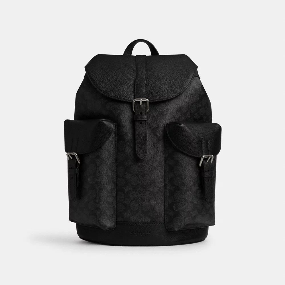 [INCOMING ETA 30 DAYS] COACH Men Warner Backpack In Signature Canvas in Charcoal/Black (CW211)