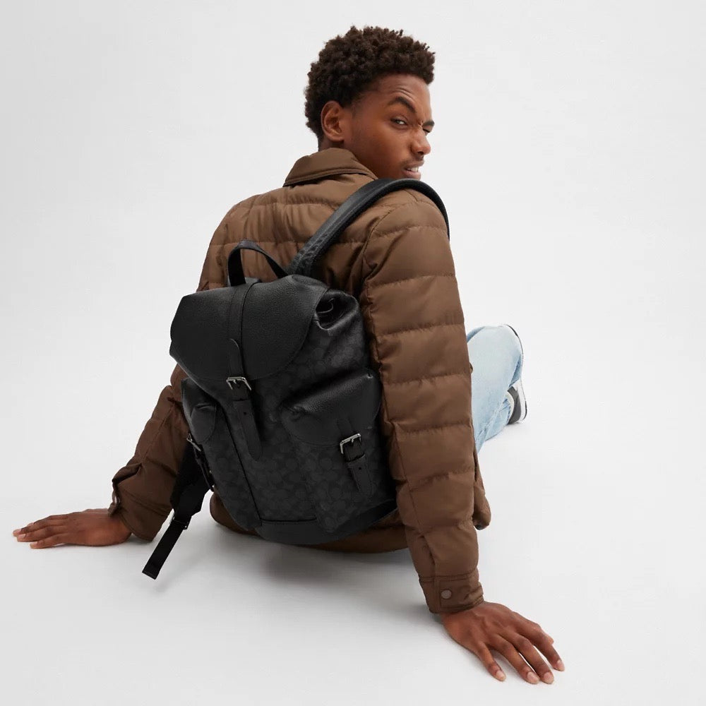 [INCOMING ETA 30 DAYS] COACH Men Warner Backpack In Signature Canvas in Charcoal/Black (CW211)