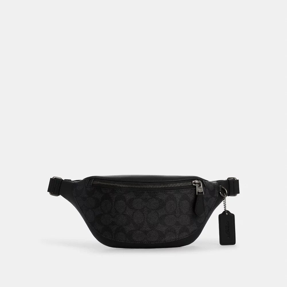 [INCOMING ETA AFTER RAYA] COACH Warren Mini Belt Bag In Signature Canvas in Charcoal/Black (CW369)