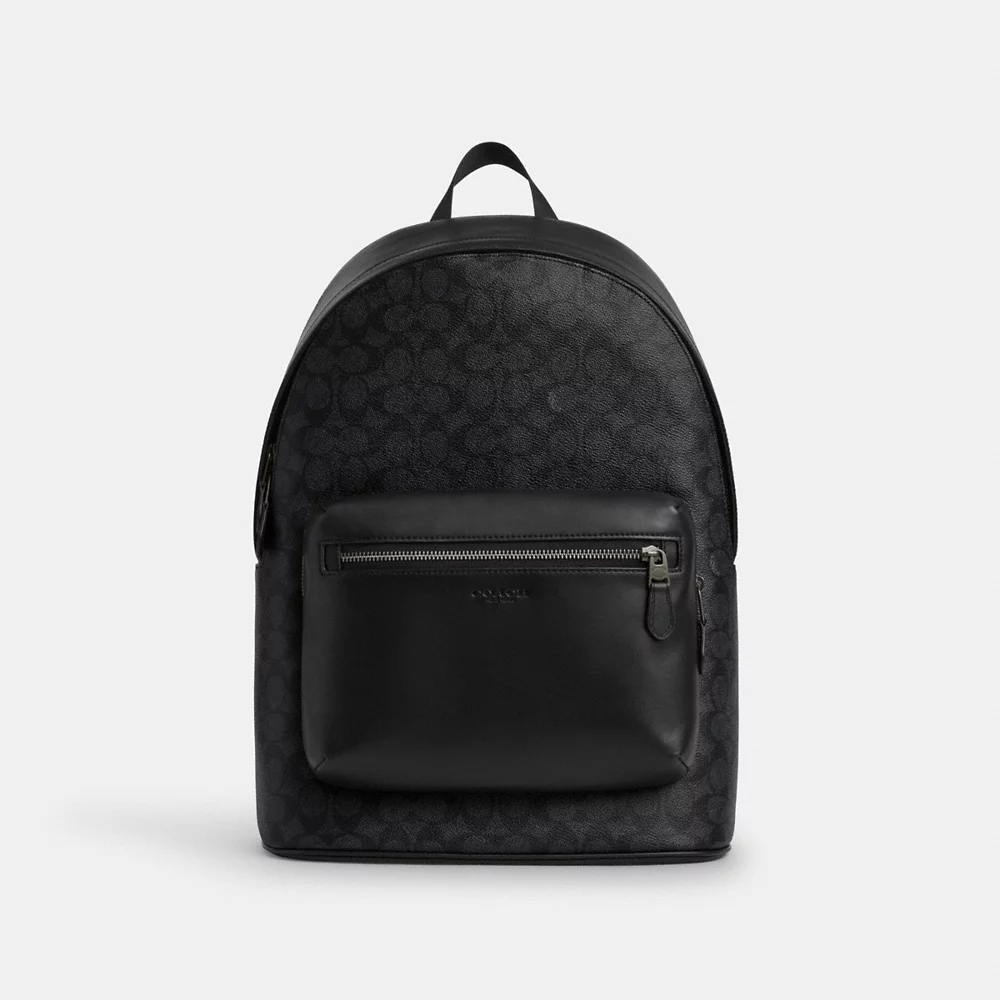 [INCOMING ETA END NOV 2024] COACH Men West Backpack In Signature Canvas In Charcoal Black (CV925)