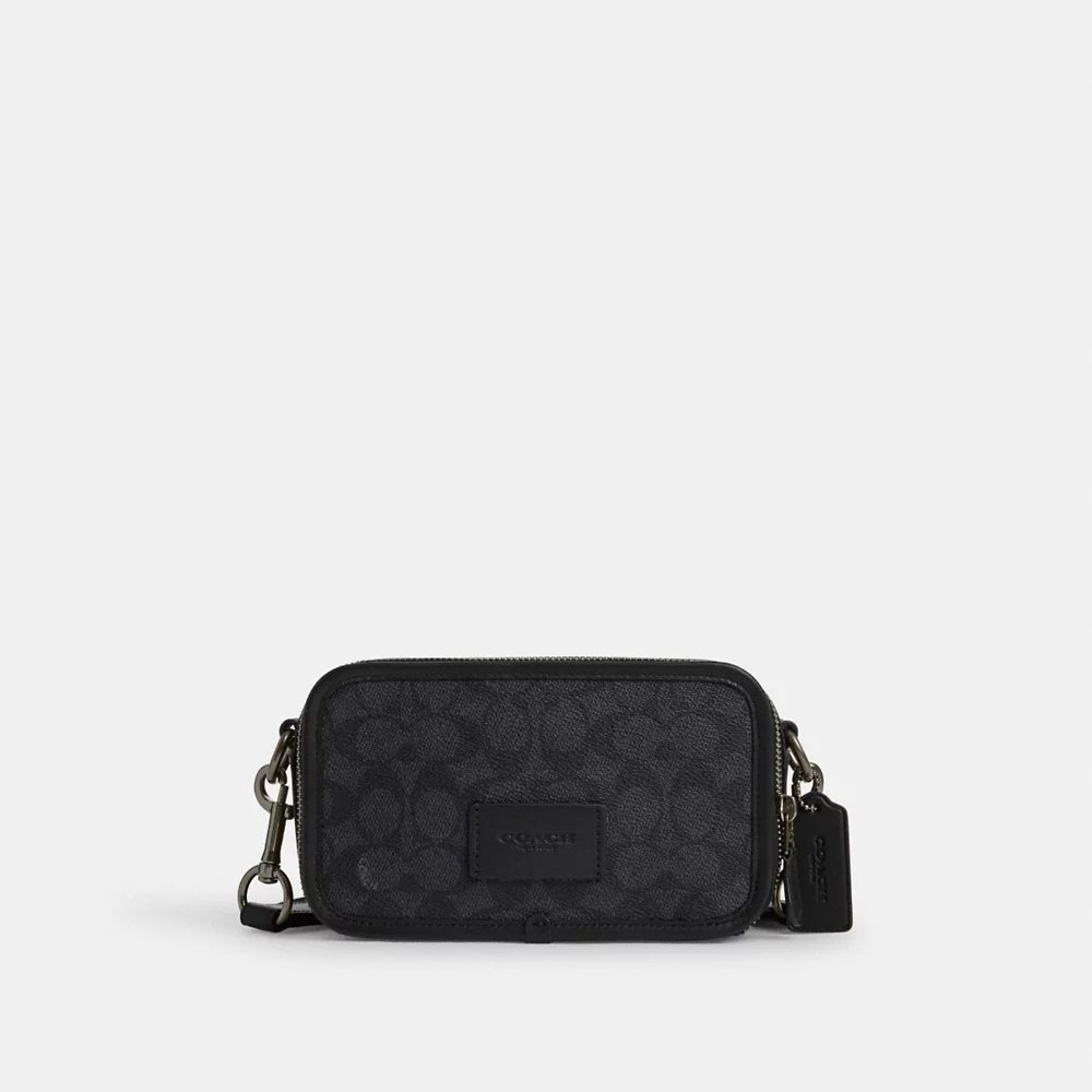 [INCOMING ETA AFTER RAYA] COACH Men Wyatt Crossbody Bag In Signature Canvas In Charcoal/Black (CW365)