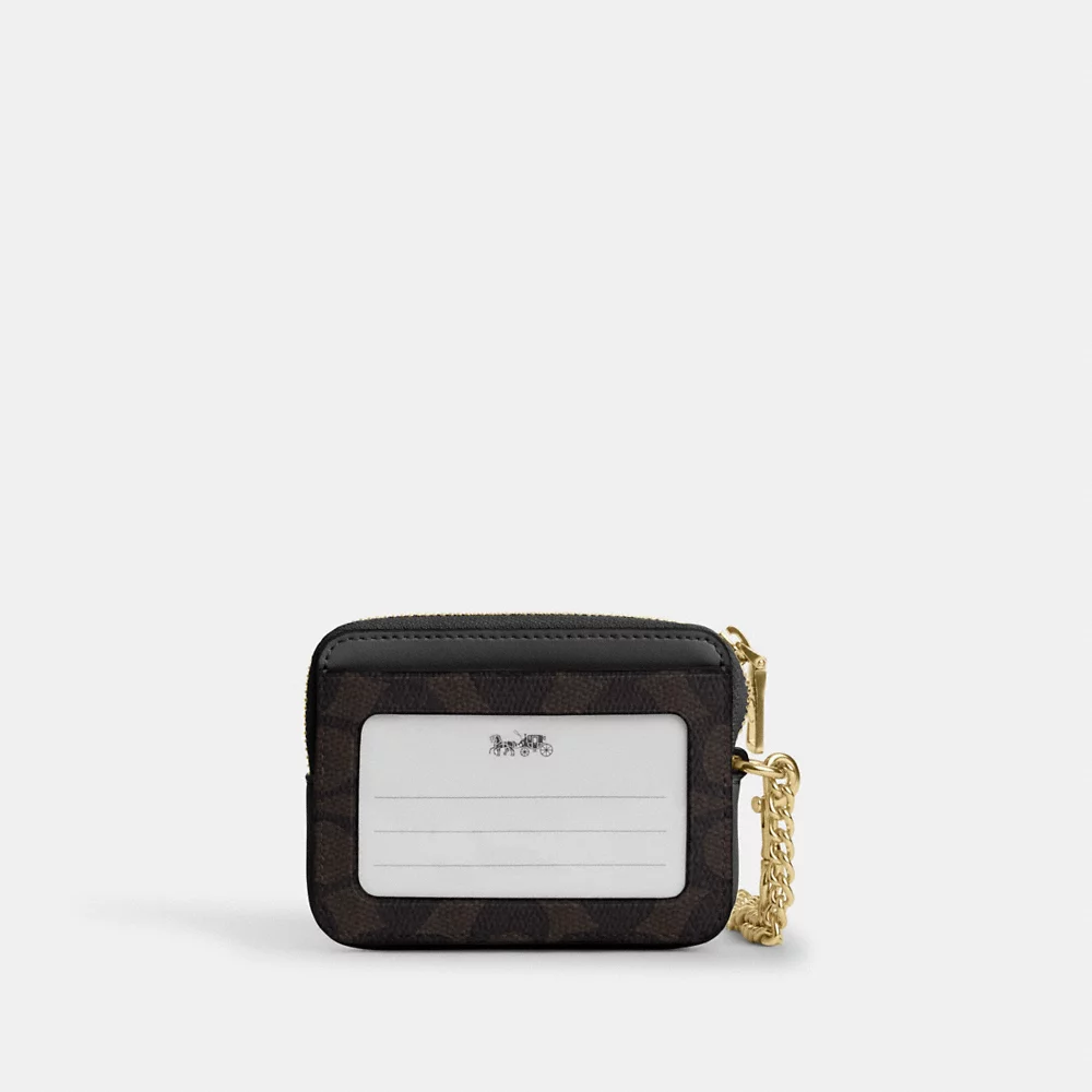 [INCOMING ETA 30 DAYS] COACH Zip Card Case In Signature Canvas In Walnut Black (CW883)