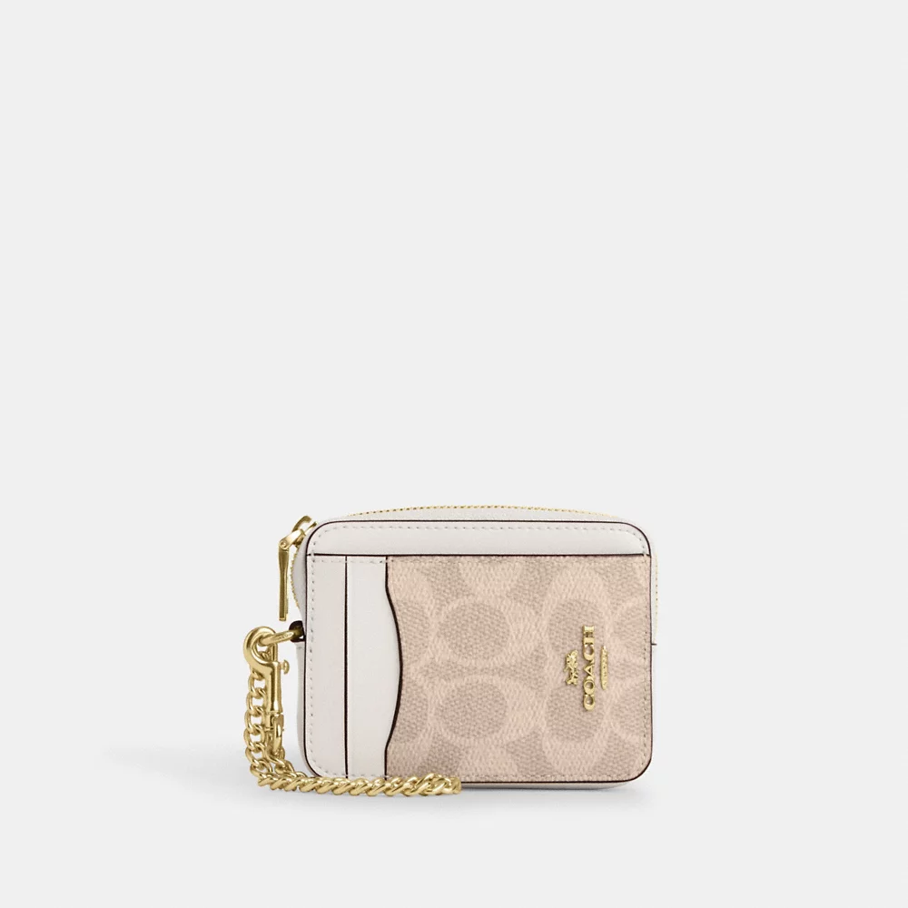 [INCOMING ETA AFTER RAYA] COACH Zip Card Case In Signature Canvas in Sand/Chalk (CW883)