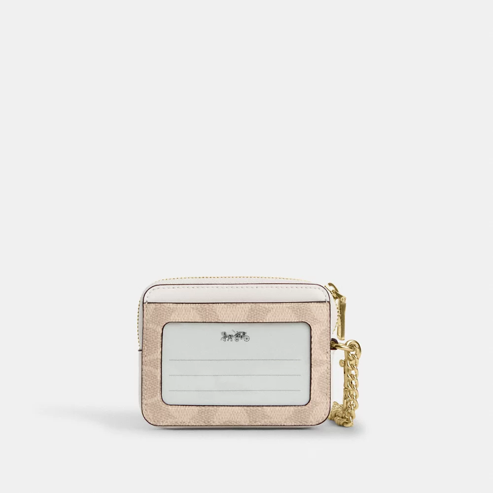 [INCOMING ETA AFTER RAYA] COACH Zip Card Case In Signature Canvas in Sand/Chalk (CW883)