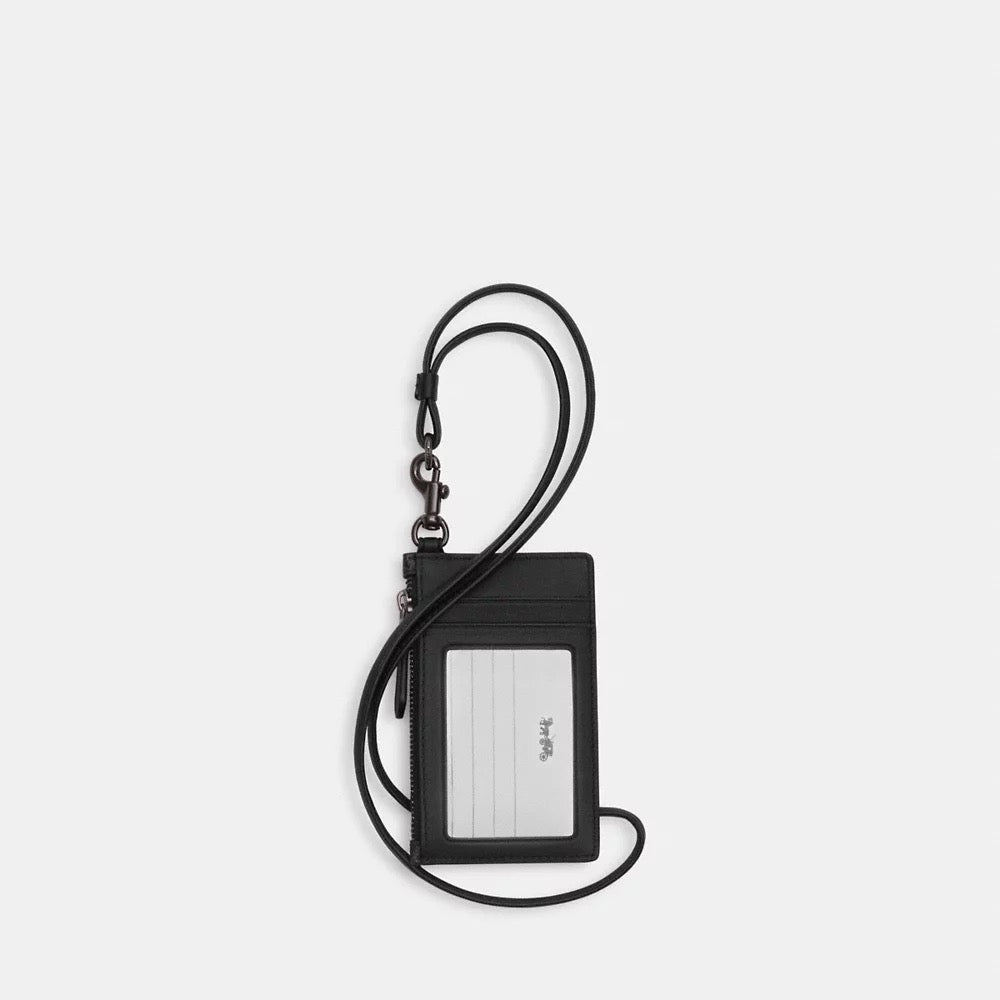 [SPECIAL DEAL][INCOMING ETA 30 DAYS] COACH For Men Zip Lanyard Card Case In Signature Canvas in Charcoal/Black (CAJ46)