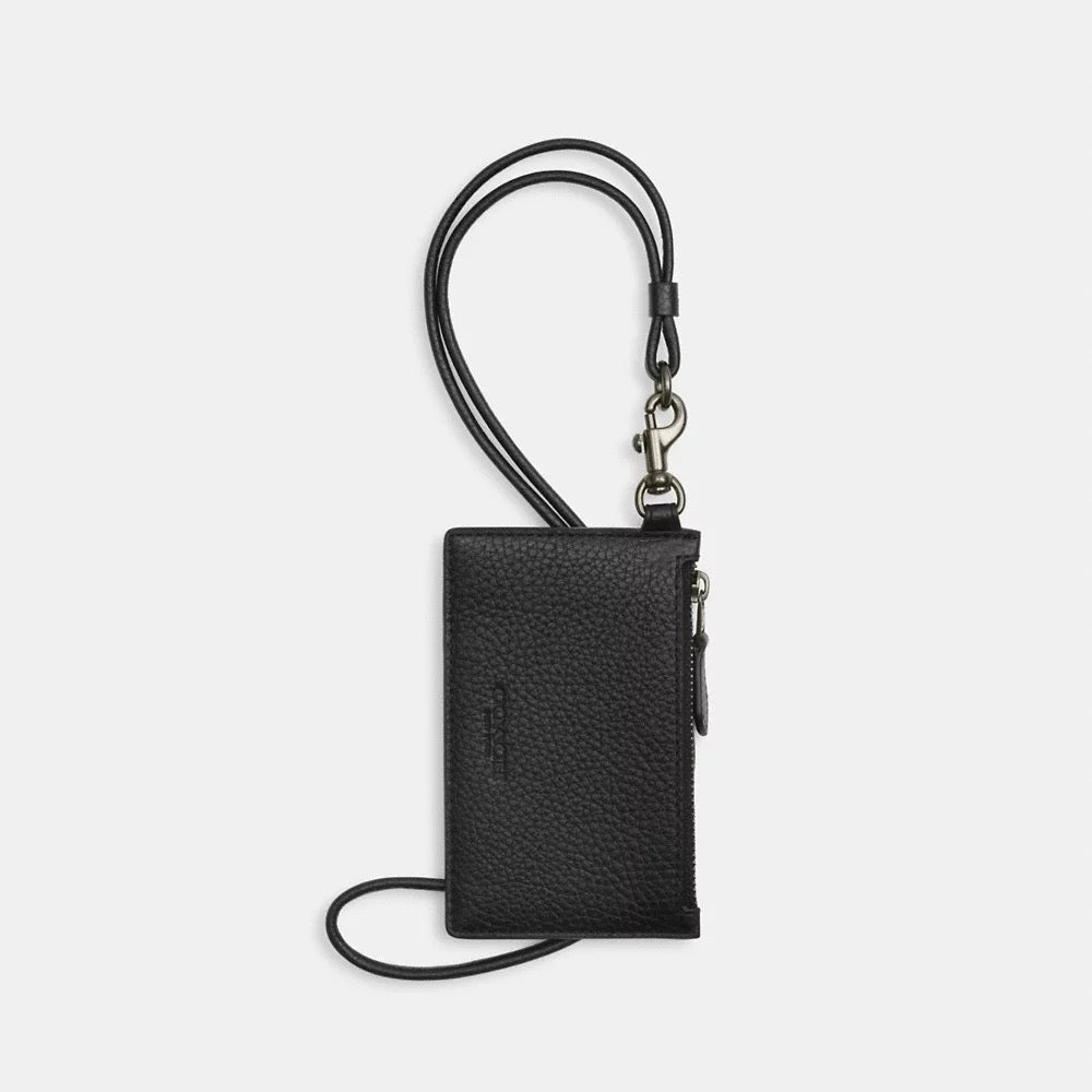 [INCOMING ETA AFTER RAYA] COACH Zip Lanyard Card Case in Gunmetal/Black (CAJ45)