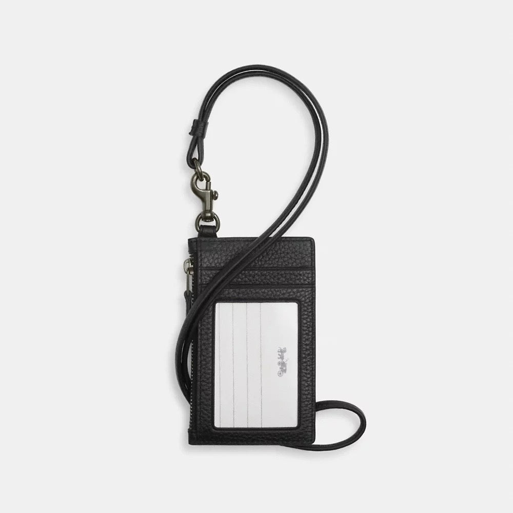 [INCOMING ETA AFTER RAYA] COACH Zip Lanyard Card Case in Gunmetal/Black (CAJ45)