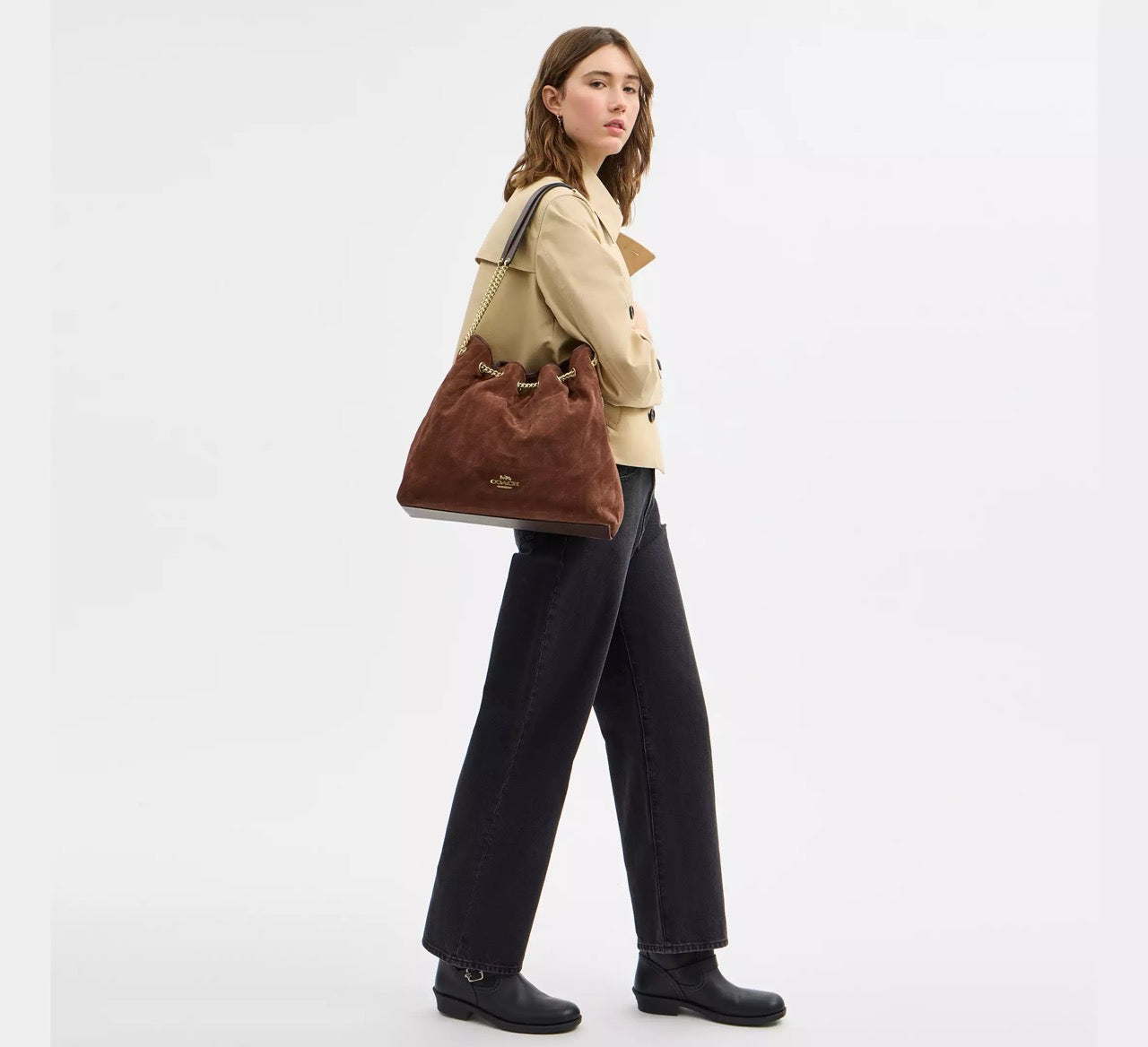 [INCOMING ETA 30 DAYS] COACH Evelyn Large Shoulder Bag With Quilting in Vintage Brown/Maple (CCZ83)