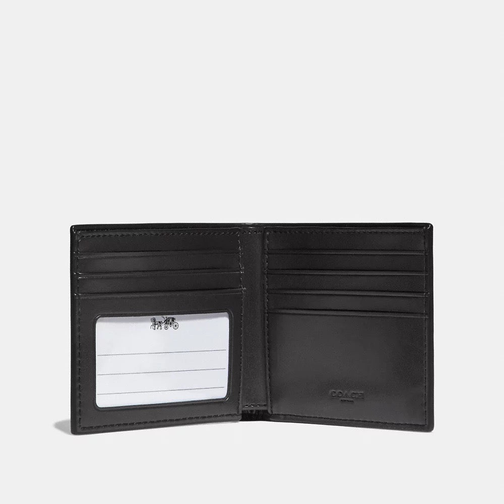 C0ACH Men ID Bill Signature PVC Wallet in Charcoal/Black (66551)