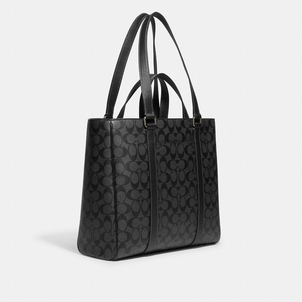 [INCOMING ETA END MARCH 2024] Coach Hudson Double Handle Tote In Signature Canvas in Charcoal/Black (CB849)