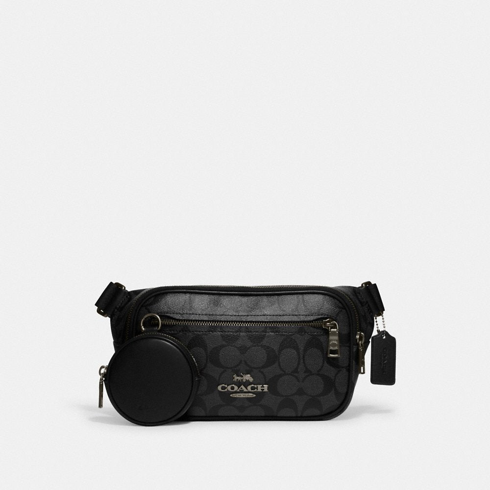 [INCOMING ETA 30 DAYS]  COACH Men Elias Belt Bag in Signature Canvas in Charcoal (CJ506)