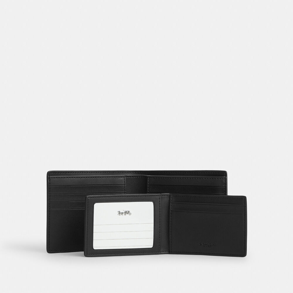 [READY STOCK MY] COACH For Men 3-In-1 Wallet In Signature Canvas in Tan/Black (CW380)