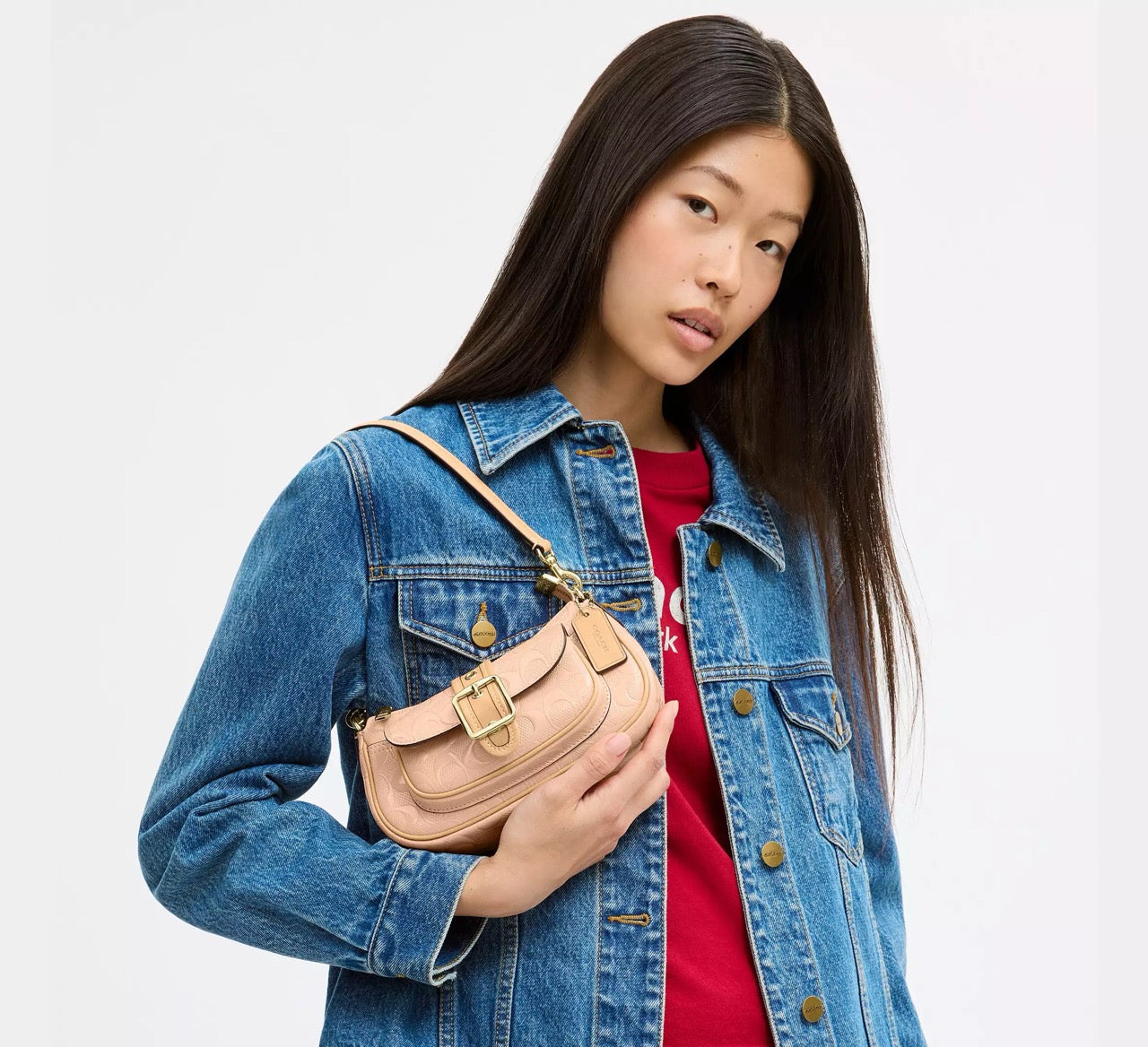 [WEB EXCLUSIVE][READY STOCK MY] Coach Ashton Mini Shoulder Bag In Signature Leather in Faded Blush (CEN11)