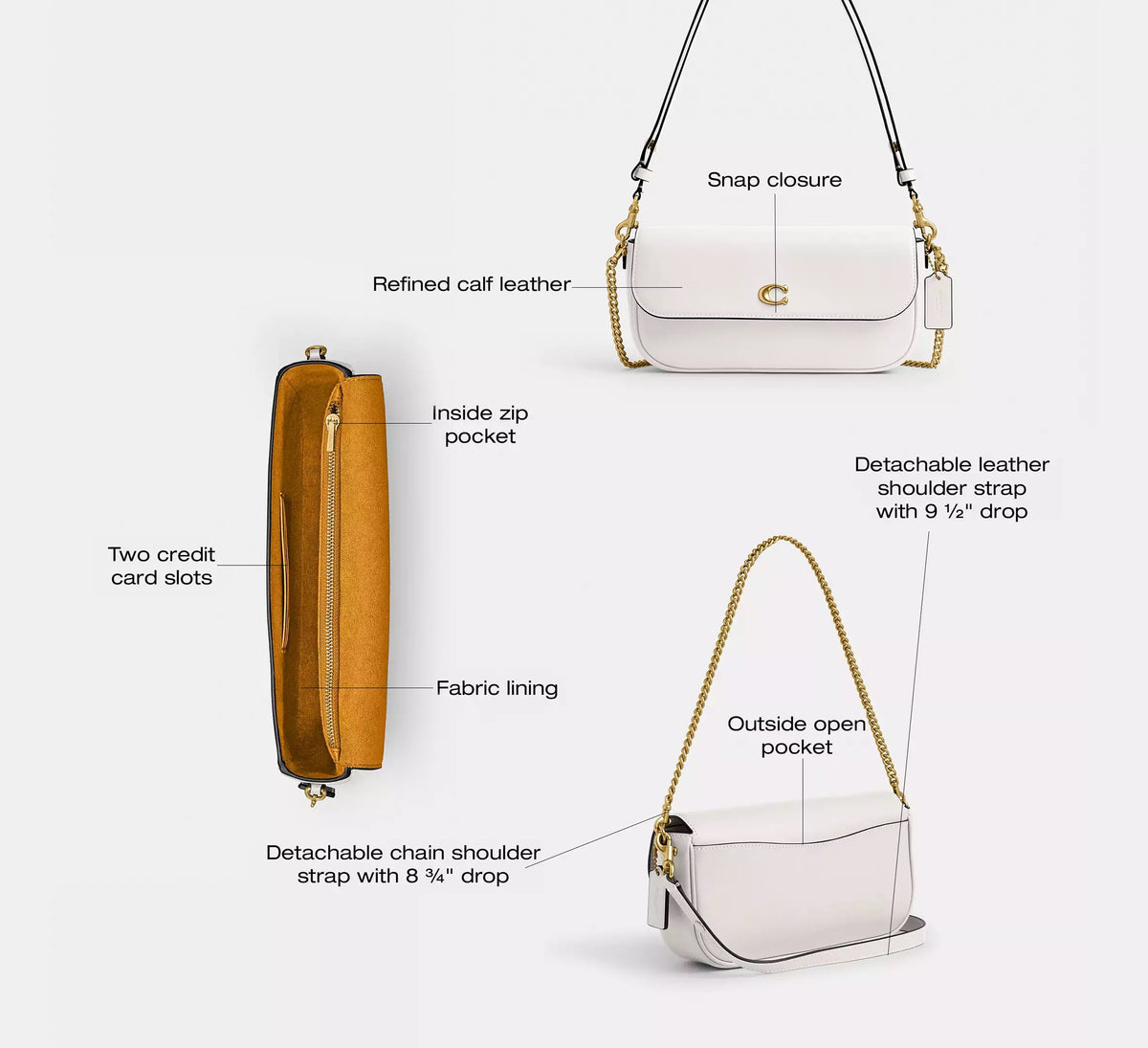 [WEB EXCLUSIVE][INCOMING ETA 30 DAYS] Coach Brook Flap Chain Bag in Chalk (CAN90)