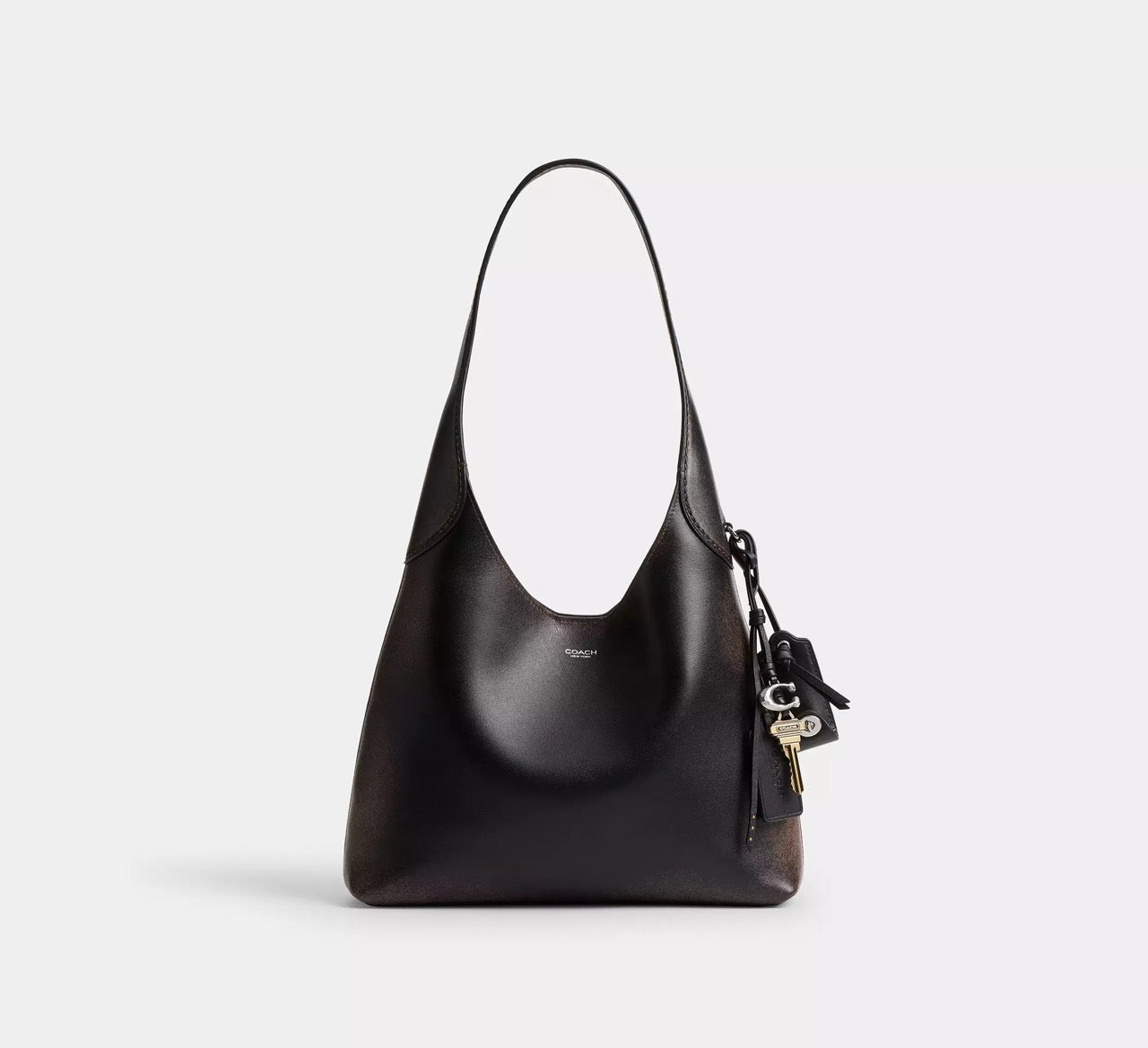 [READY STOCK MY] COACH Brooklyn Shoulder Bag 28 In Loved Leather in Black Brown (CBH44)