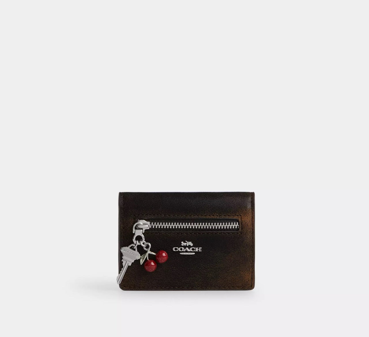 [WEB EXCLUSIVE][READY STOCK MY] Coach Card Case With Charms In Loved Leather in Black Brown (CFA41)