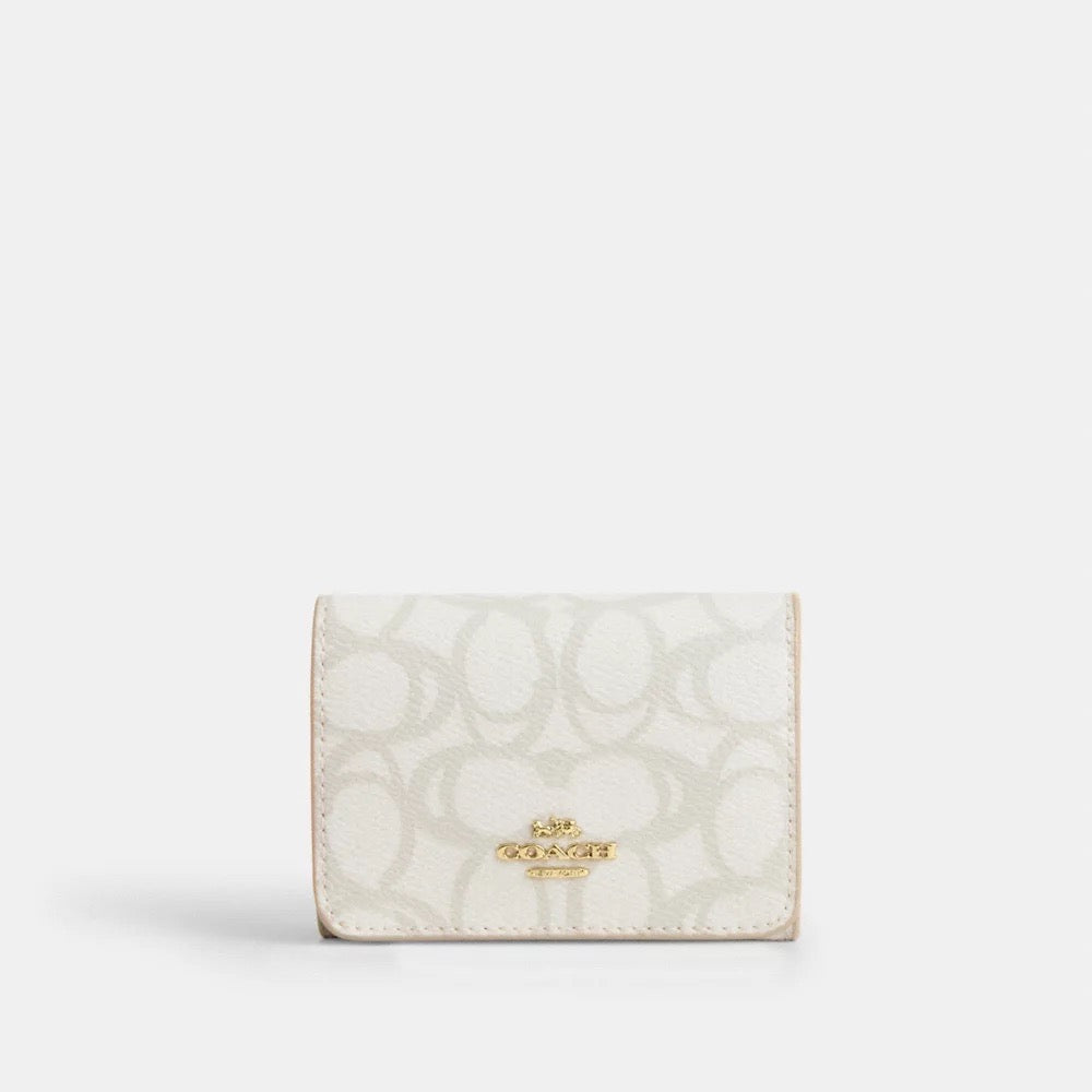 [READY STOCK MY] COACH Card Holder Wallet In Sketch Signature Canvas in Ivory (CBO80)