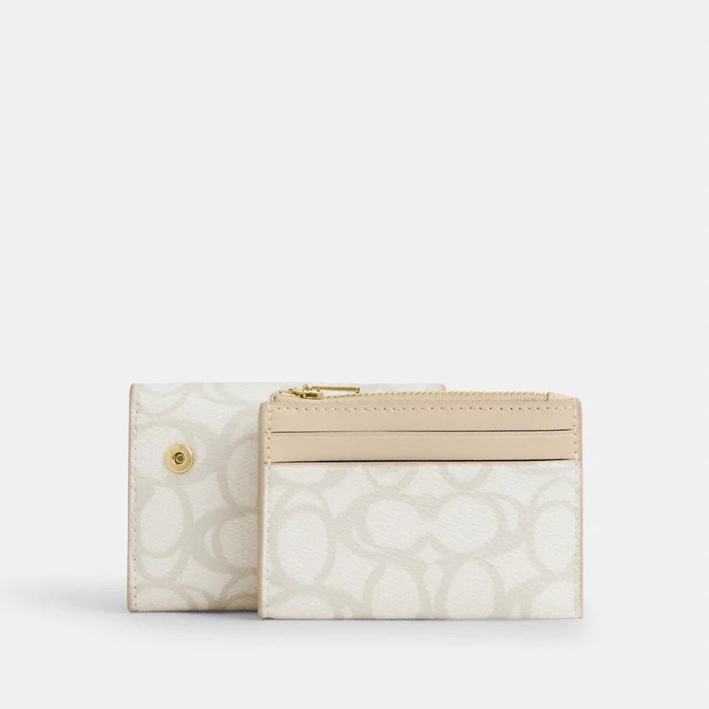 [READY STOCK MY] COACH Card Holder Wallet In Sketch Signature Canvas in Ivory (CBO80)