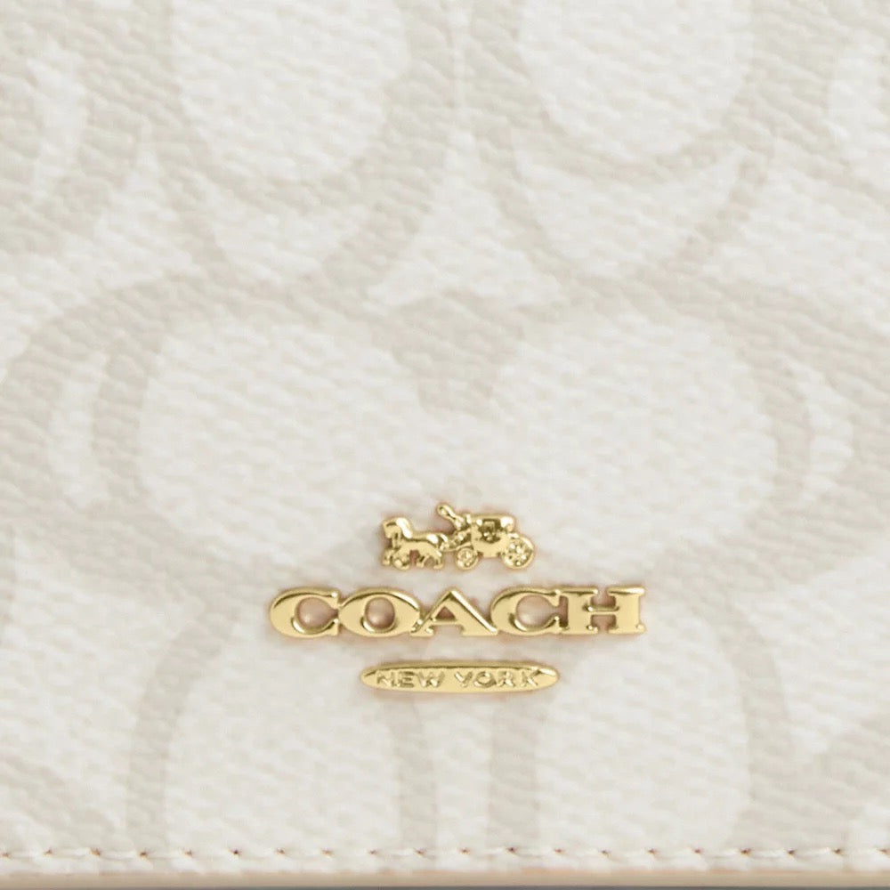 [INCOMING ETA 30 DAYS] COACH Card Holder Wallet In Sketch Signature Canvas in Ivory (CBO80)