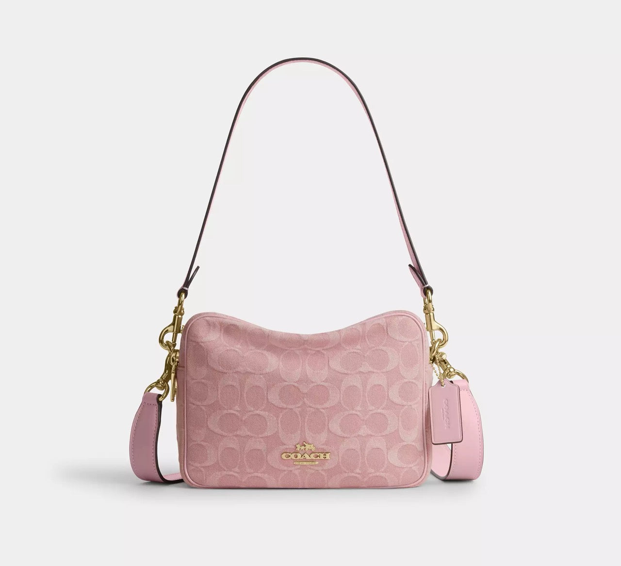[READY STOCK MY] Coach Carey Crossbody Bag In Signature Denim in Light Pink (CER69)