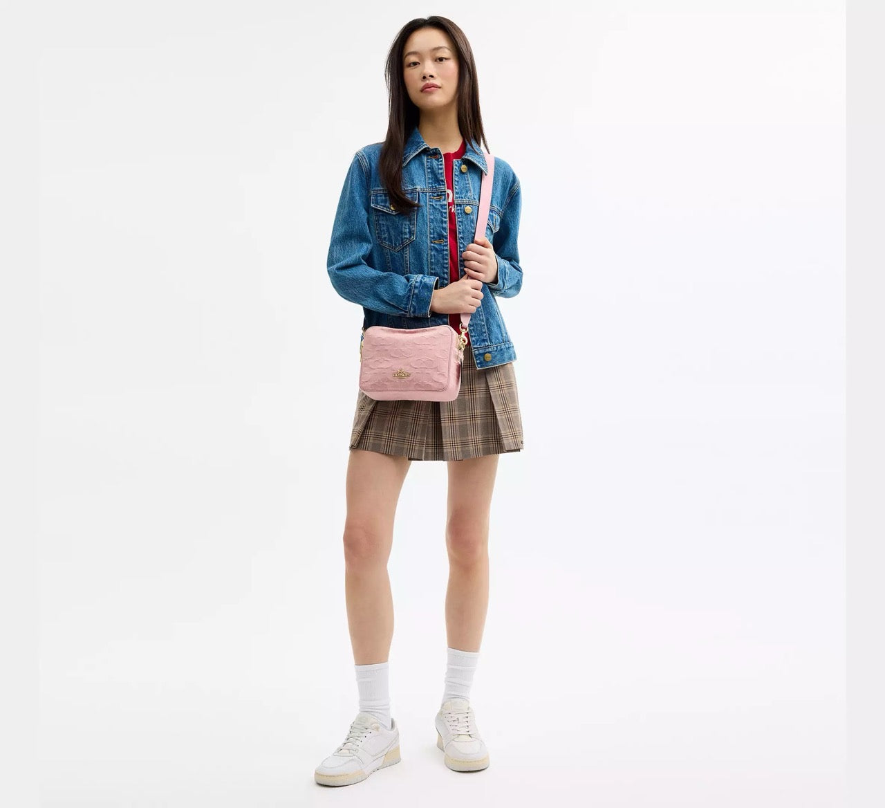 [READY STOCK MY] Coach Carey Crossbody Bag In Signature Denim in Light Pink (CER69)