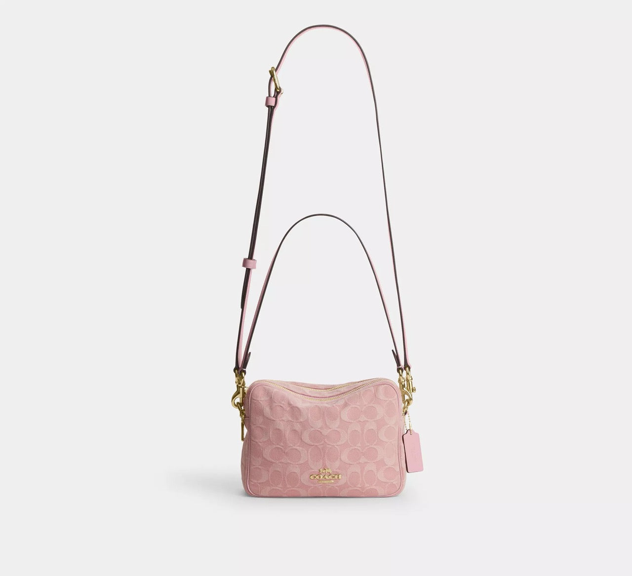 [READY STOCK MY] Coach Carey Crossbody Bag In Signature Denim in Light Pink (CER69)