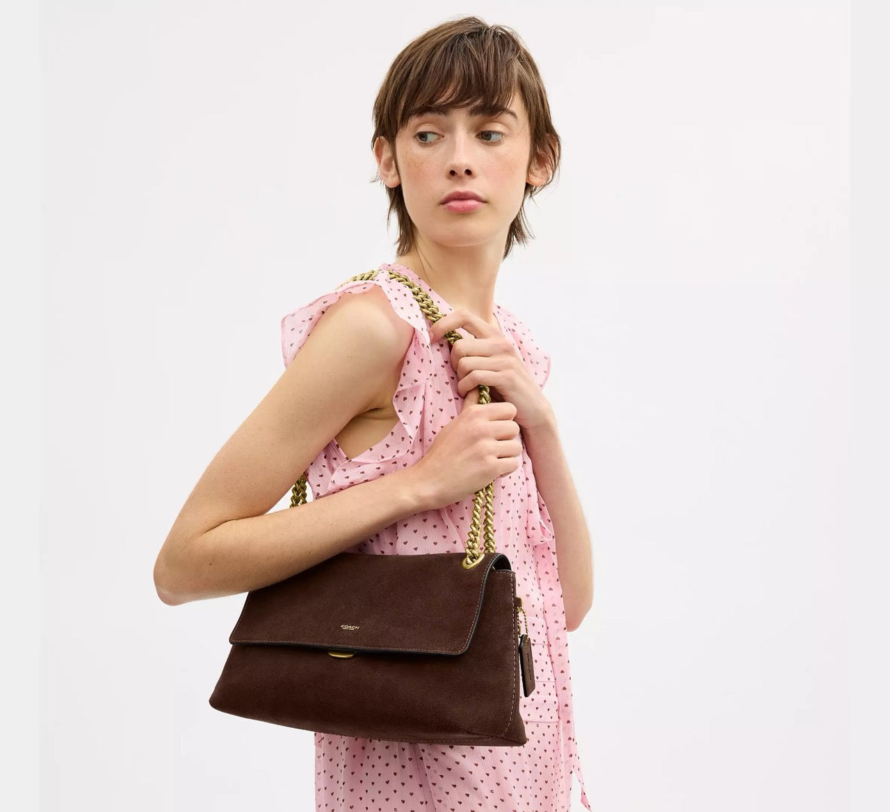 [WEB EXCLUSIVE][READY STOCK MY] Coach Chelsea Shoulder Bag 30 With Chain in Dark Choccolate (CEN57)