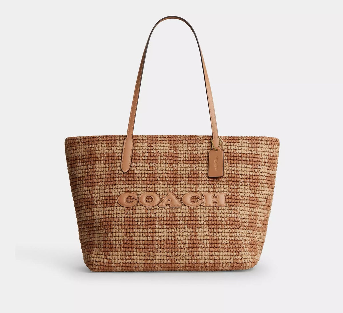 [READY STOCK MY] Coach City Tote Bag With Gingham Print in Tan (CES22)