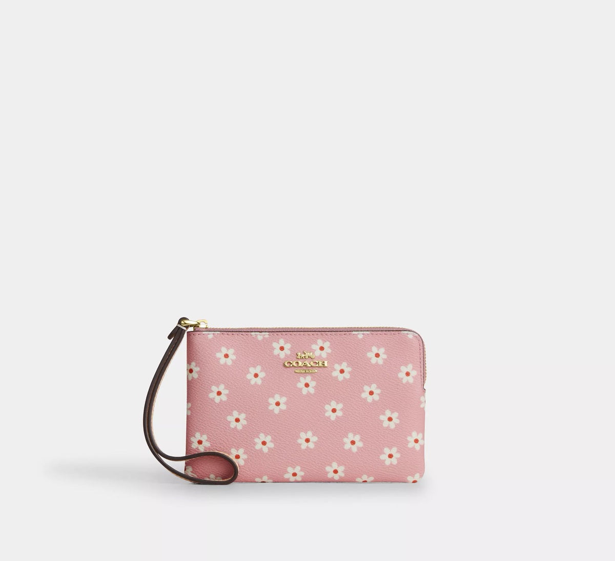[WEB EXCLUSIVE][READY STOCK MY] Coach Corner Zip Wristlet With Floral Print in Pink Multicolor (CEX39)