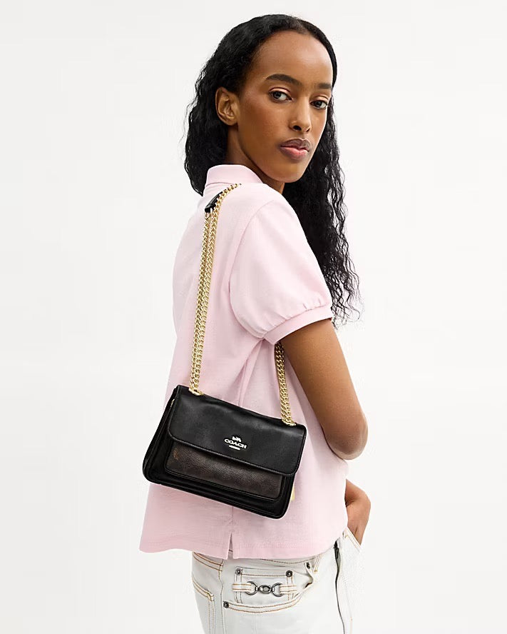 [WEB EXCLUSIVE][READY STOCK MY] Coach Elodie Crossbody Bag 18 In Signature Canvas in Walnut/Black (CEU11)