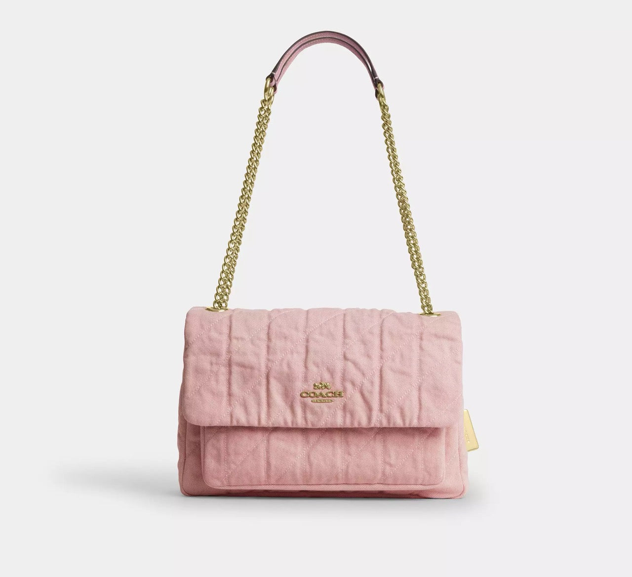 [WEB EXCLUSIVE][READY STOCK MY] COACH Elodie Crossbody Bag In Loved Denim With Quilting In Light Pink (CER78)