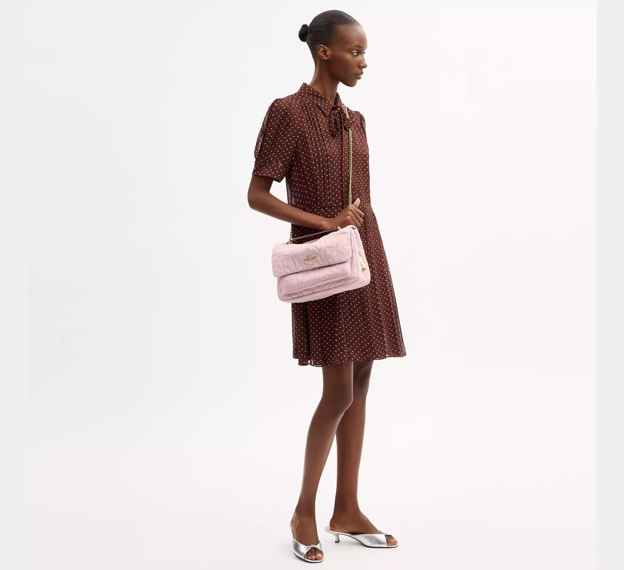 [WEB EXCLUSIVE][READY STOCK MY] COACH Elodie Crossbody Bag In Loved Denim With Quilting In Light Pink (CER78)