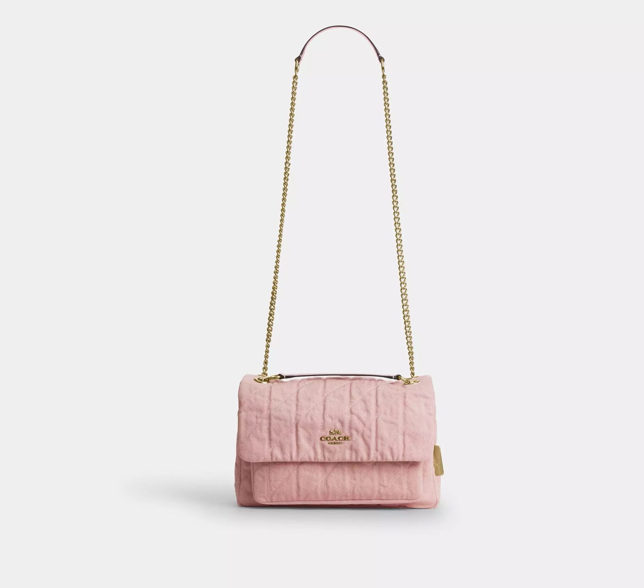 [WEB EXCLUSIVE][READY STOCK MY] COACH Elodie Crossbody Bag In Loved Denim With Quilting In Light Pink (CER78)