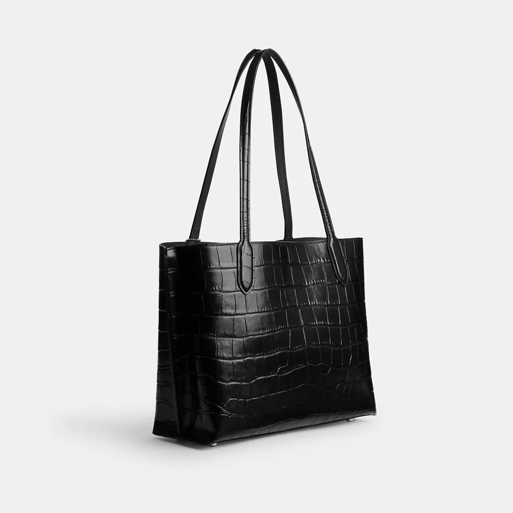 COACH Embossed Crocs Willow Tote Bag in Black Multi (CP140)