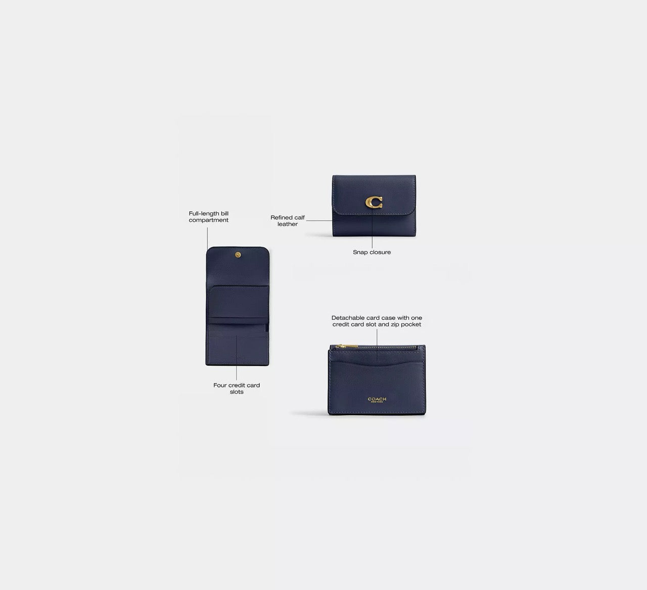 [READY STOCK MY] COACH Essential Card Holder Wallet in Navy (CZ111)